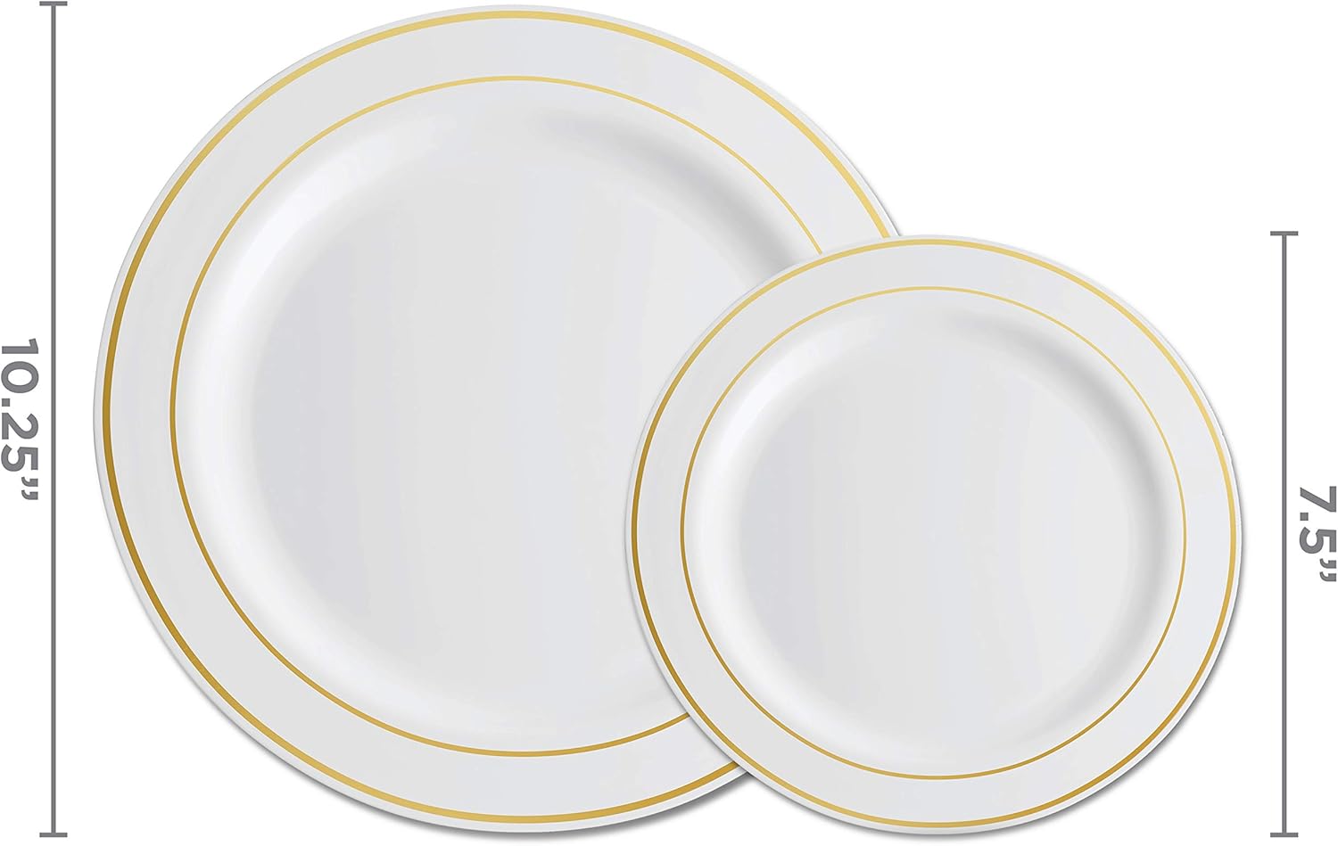 100 Piece White Gold Rim Plastic Party Plates J43175