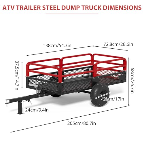 Heavy Duty Steel Dump Cart Utility Trailer, 1500 lbs 15 Cubic Feet with Removable Sides L32079