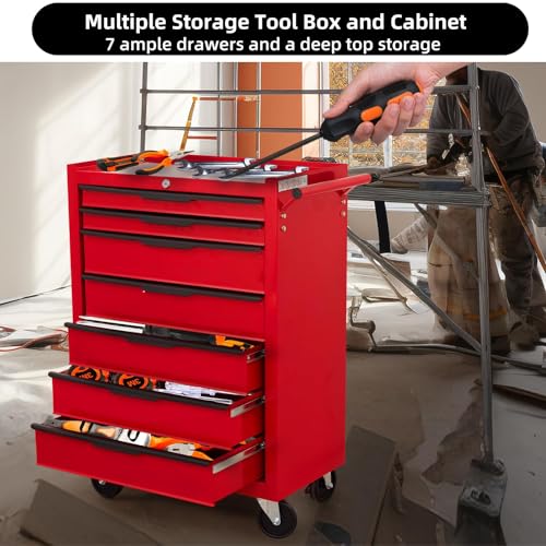 6-Drawer Rolling Metal Tool Chest with Wheels and Keyed Locking V444