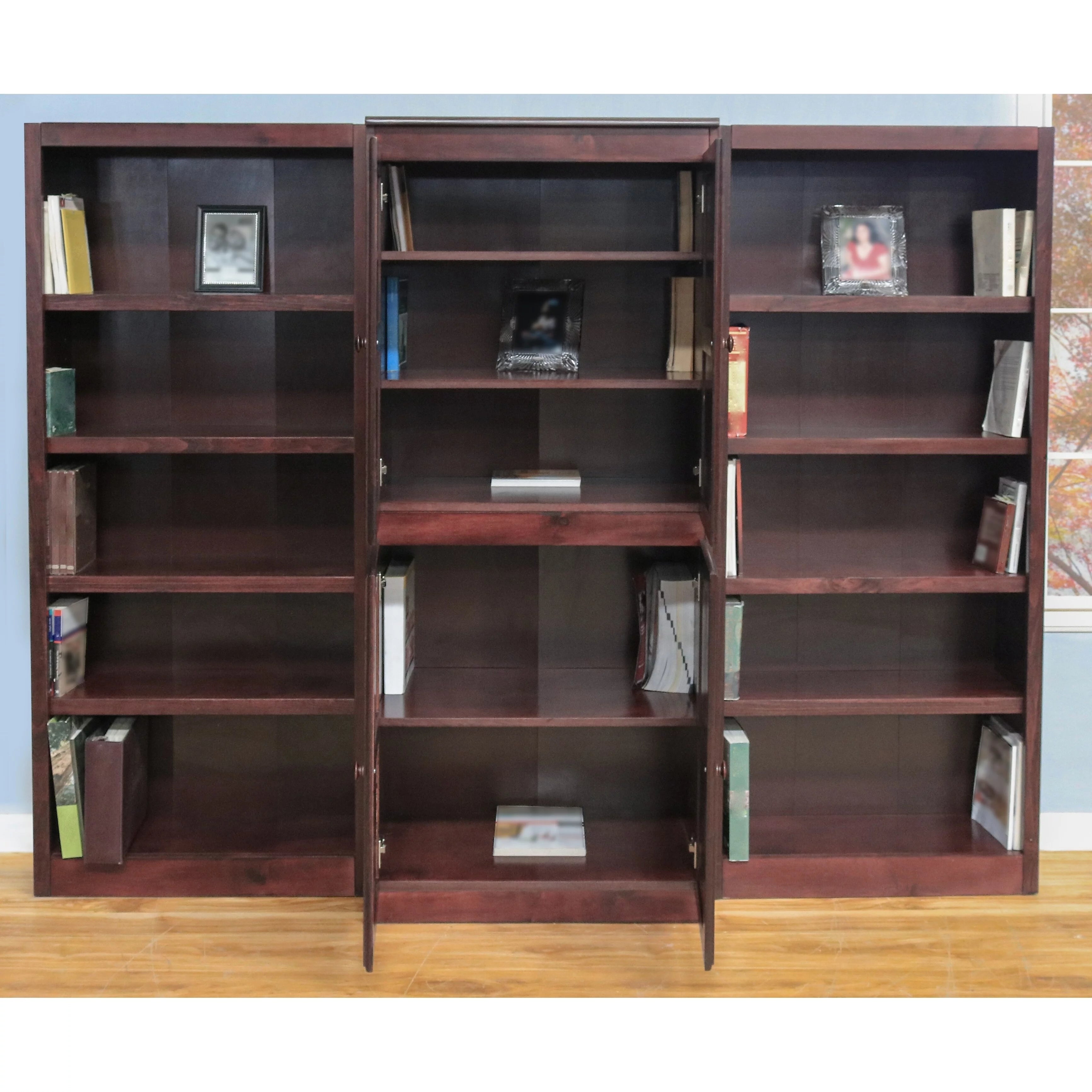3-Piece Wall and Storage System, 15 Shelves Oak Finish E36183