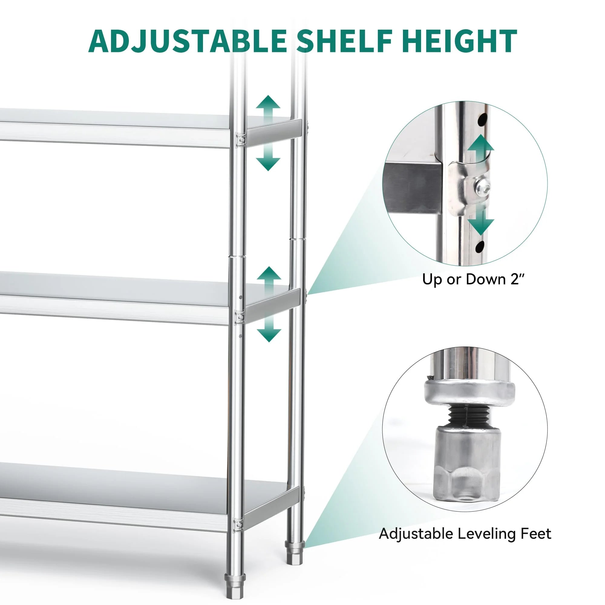 48"*18"*72" 5 Tier Stainless Steel Storage Shelf J518100
