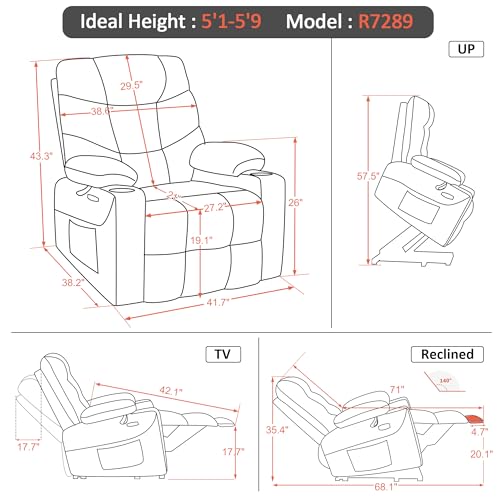 Navy Blue Fabric Power Lift Recliner Chair B603