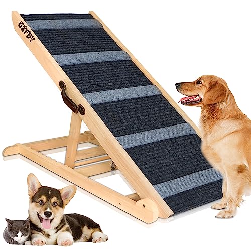 Adjustable Wooden Pet Ramp for Bed, 200Lbs Capacity J375842