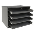 Gray Cold Rolled Steel Bearing Rack for 4 Small Metal Compartment Boxes P832166