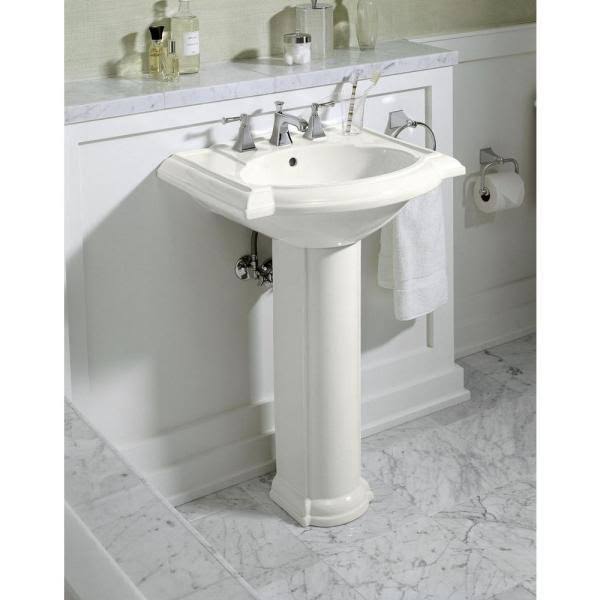 White 24x22 Pedestal Bathroom Sink X7630