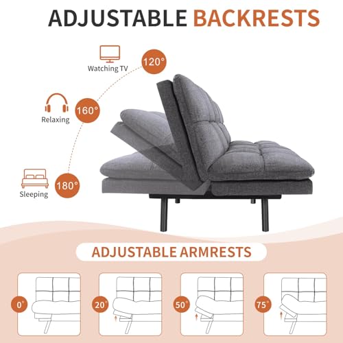 Black Memory Foam Futon Sofa Bed X18486