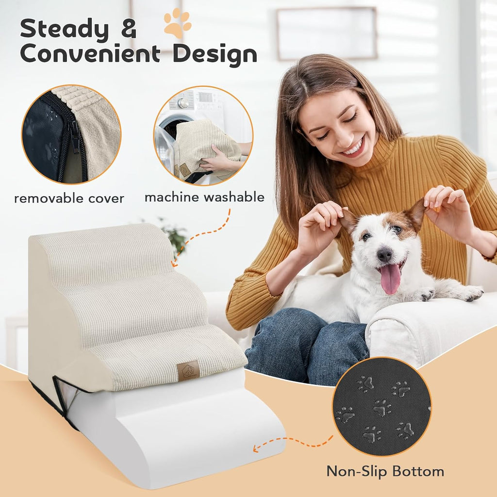 Beige 4-Tier Foam Pet Stairs S174731