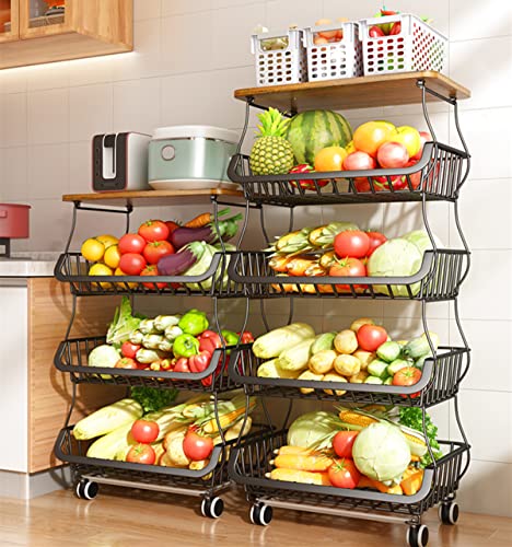 5 Tiers Metal Kitchen Storage Cart with Wheels G460965