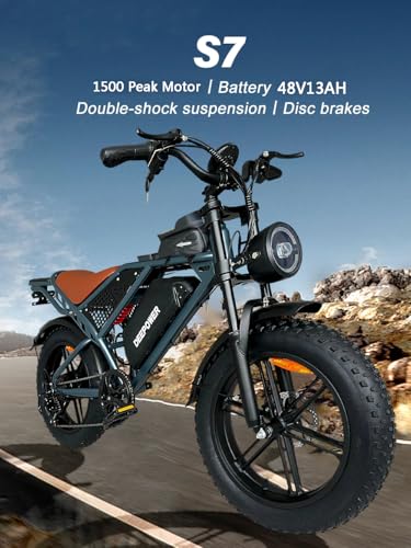 1500W Peak Brushless Motor 30 MPH Fat Tire E Bike with 624-2880Wh Removable Battery 20" Electric Dirt Bike with Dual Suspension and 7-Speed E668