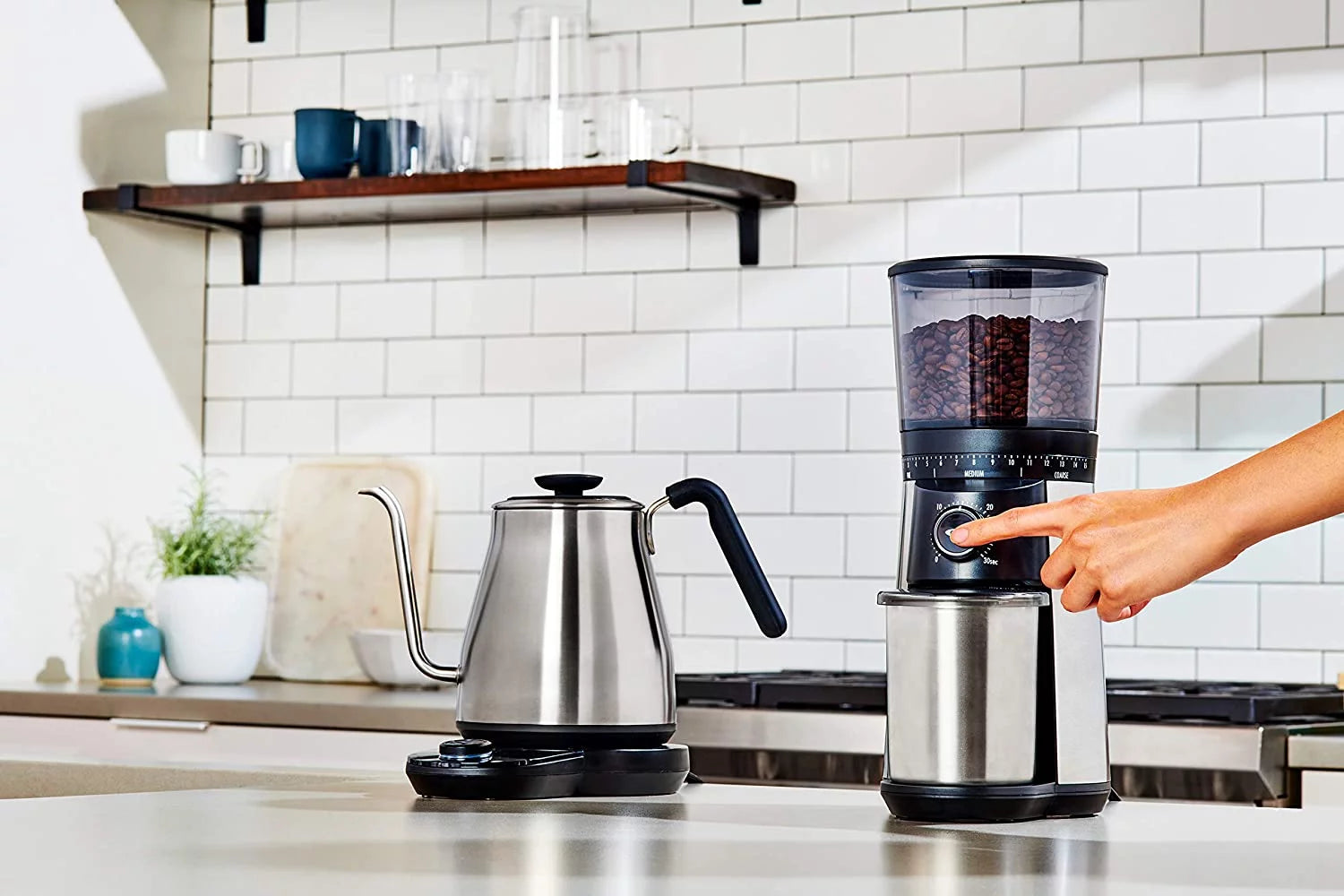 Stainless Steel 1L Adjustable Temperature Electric Gooseneck Kettle W946