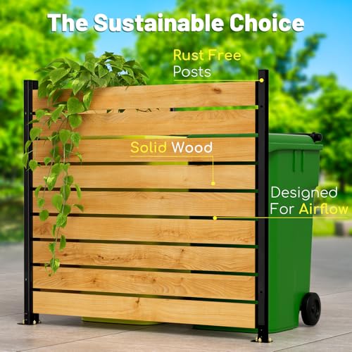 2 Panels No Dig Wooden Privacy Fence Screen, 42" H X 40" W Outdoor Fence V762693
