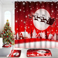 Christmas Bathroom Set with Shower Curtain, Rugs, 12 Hooks O724272