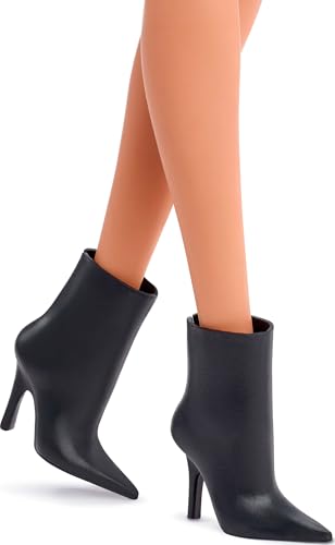 Red Curly Hair Black Mini Dress Posable Doll Q98975