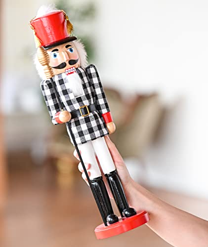 Black and White Wooden Nutcracker 15" Y285