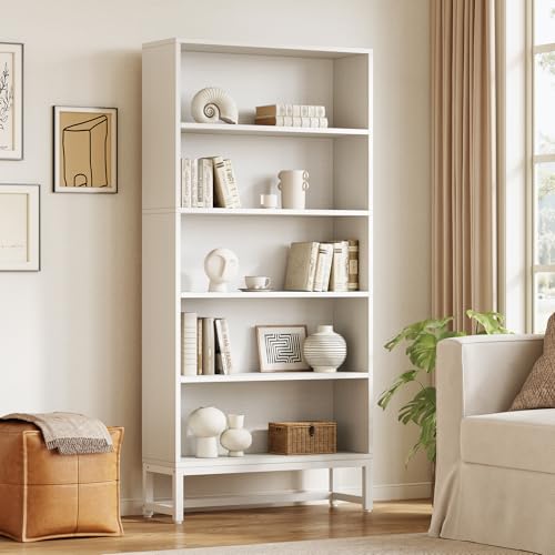 5-Tier Tall Bookcase with Closed Back Shelf W43943