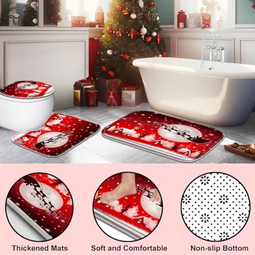 Christmas Bathroom Set with Shower Curtain, Rugs, 12 Hooks O724272