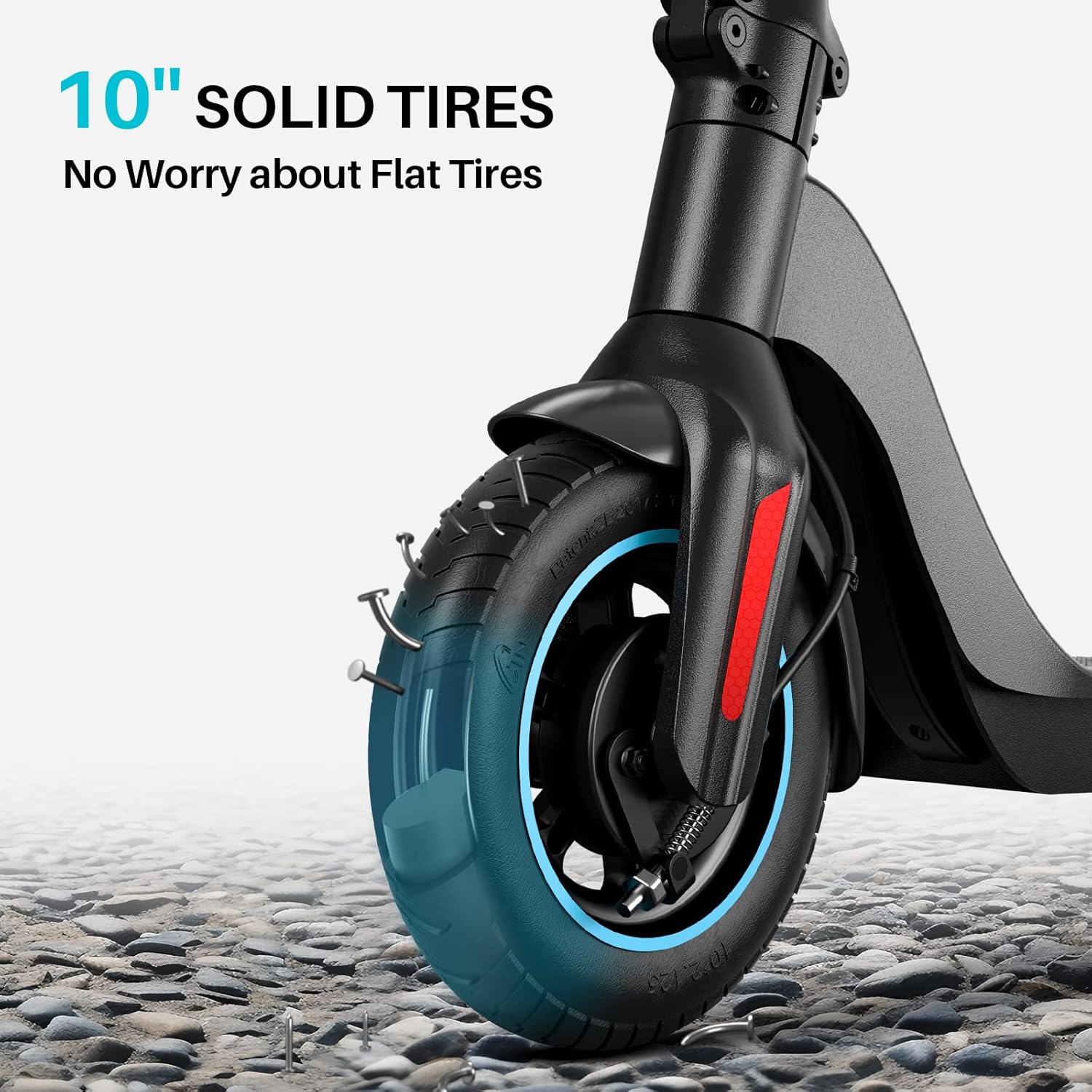 Gray Electric Scooter with 10" Airless Tire, 28 Miles Range, 350W Motor, 20 MPH Max Speed Z2438