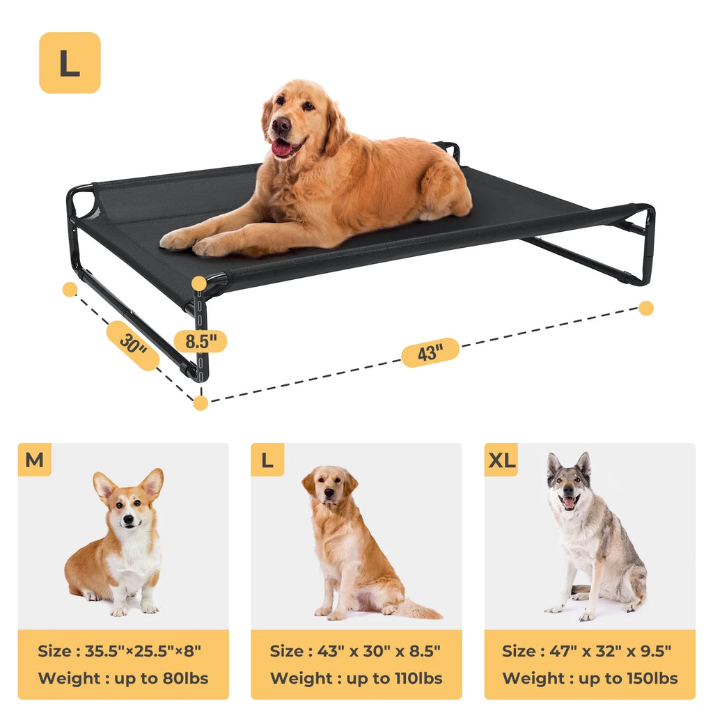Black Elevated Dog Bed with Washable Mesh X988331