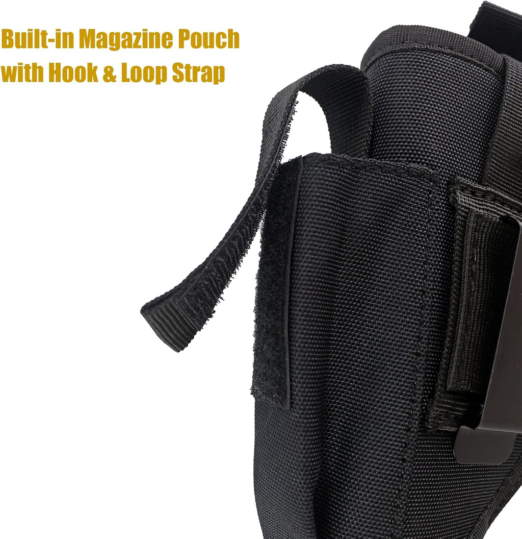 Black Tactical Belt Holster with Mag Pouch and Metal Clip V685