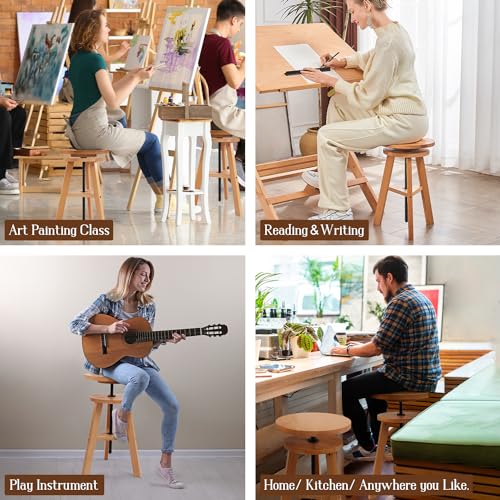 Natural Solid Beech Wood Swivel Stool I990