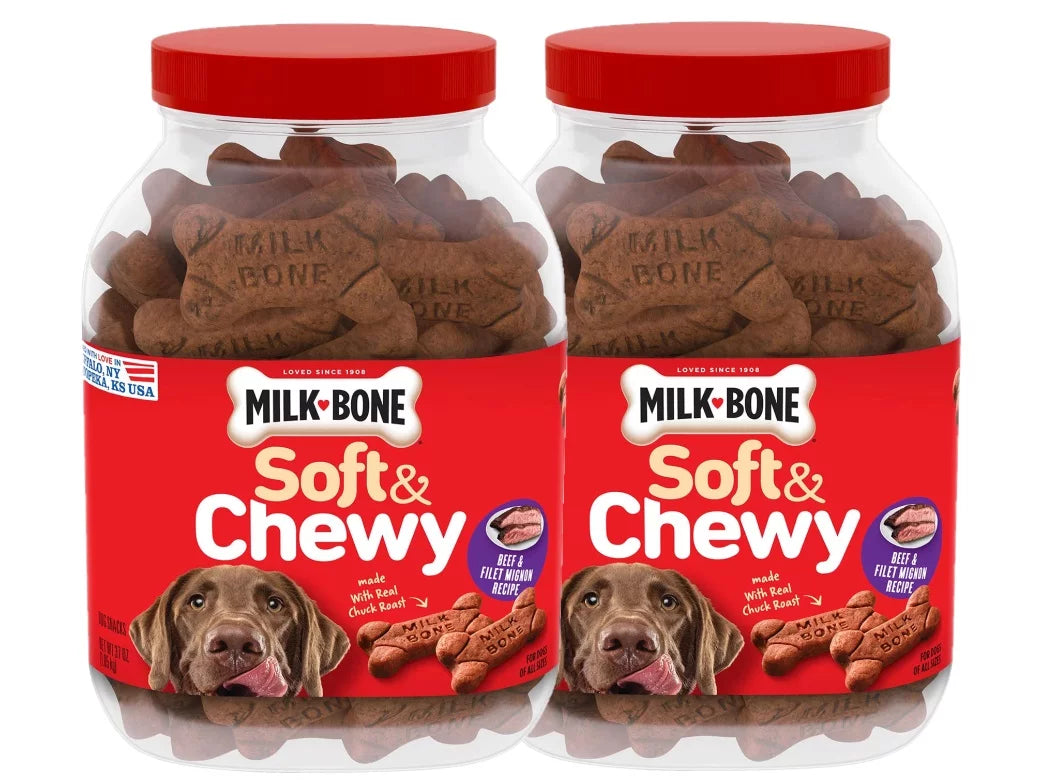 2 Pack 37 oz Soft & Chewy Beef & Filet Mignon Dog Snacks I8916