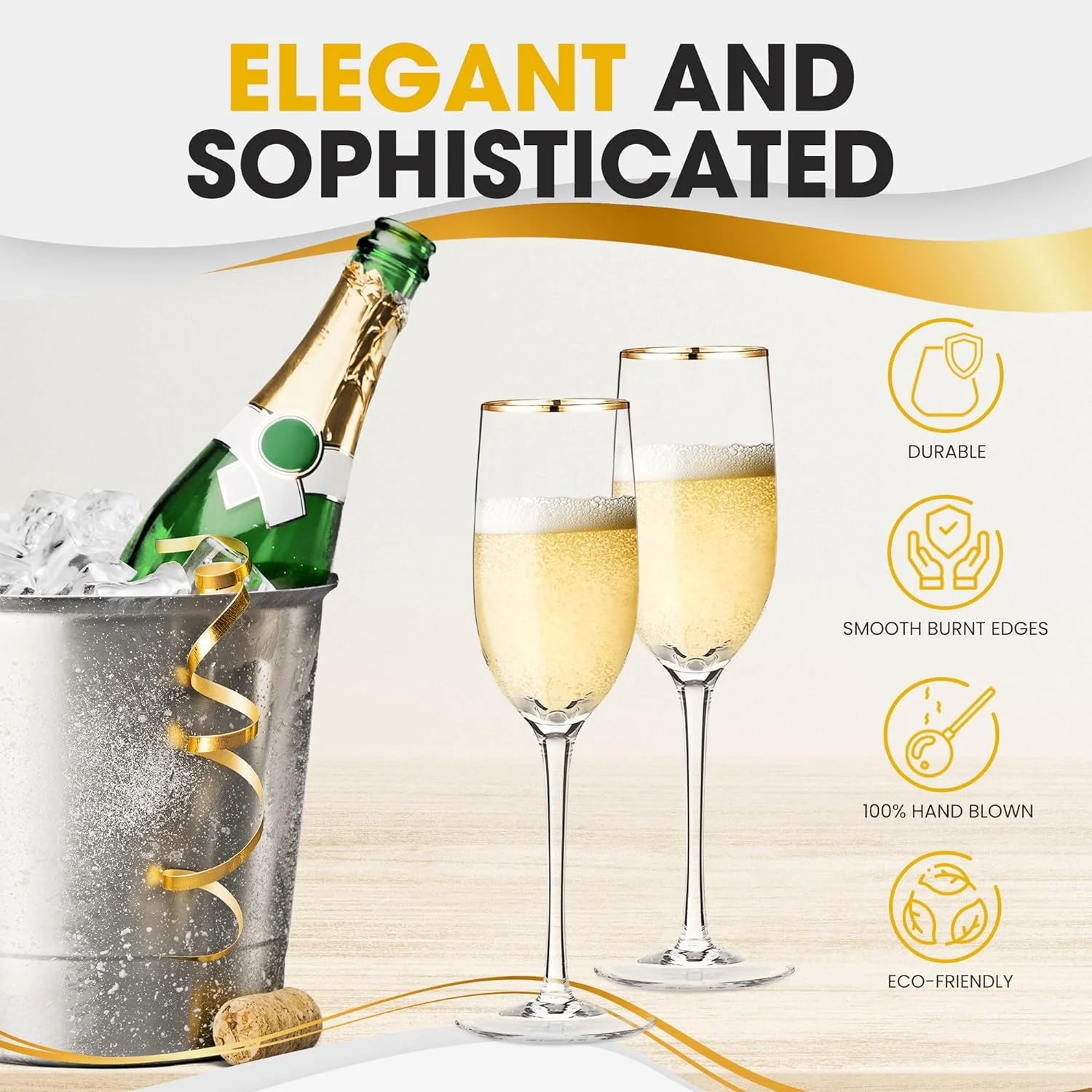 7.7 Oz Crystal Champagne Flutes Set Of 2 Q54845
