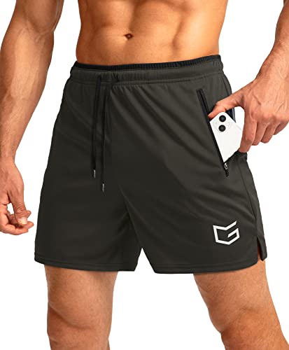 Men's Running Shorts with Zipper Pockets Quick Dry 5" Shorts T1359