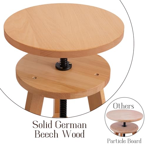 Natural Solid Beech Wood Swivel Stool I990