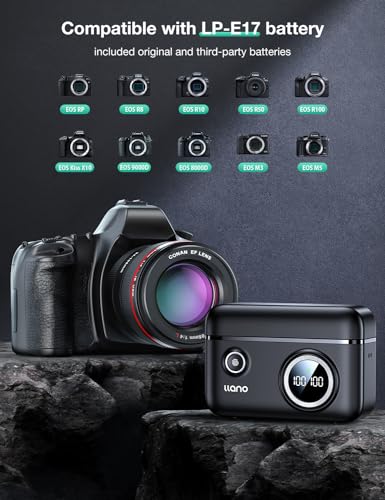 2-Pack LP-E17 Batteries and 18W Fast Dual USB Charger with Smart Display and Magnetic Snap Cover G767