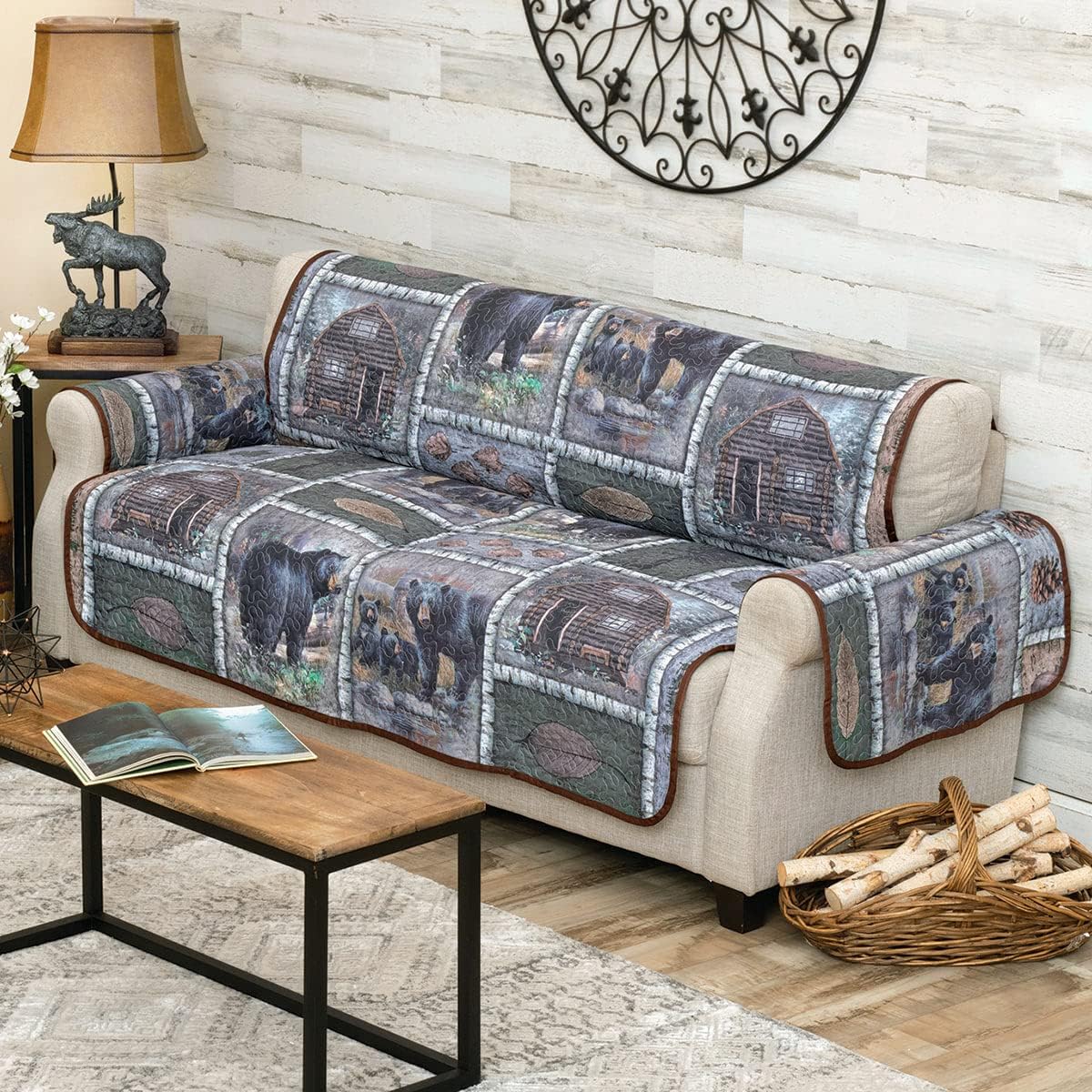Bear Cabin Scenes Sofa Cover H475