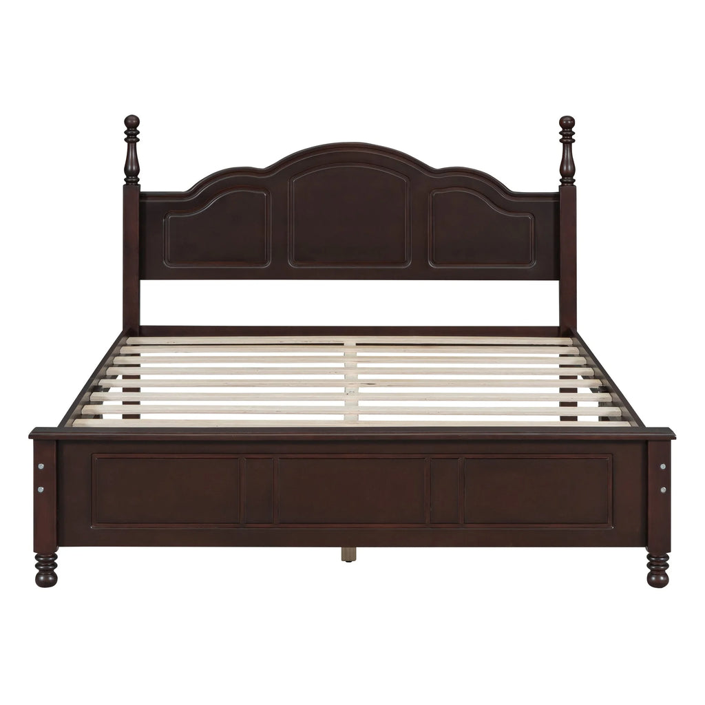 Dark Walnut Queen Size Wood Platform Bed Frame P858536