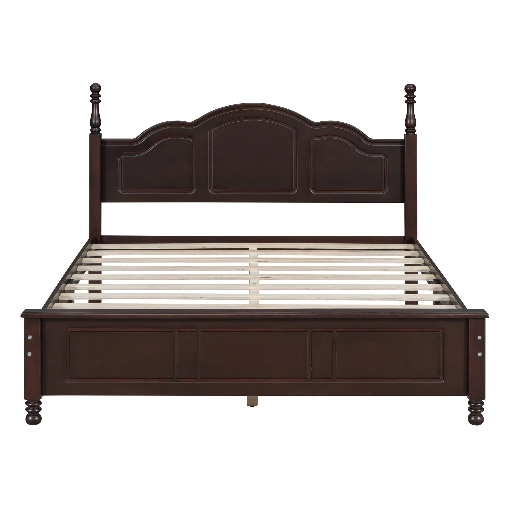 Dark Walnut Queen Size Wood Platform Bed Frame P858536