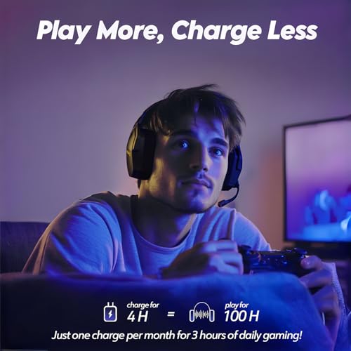 Dual Wireless Gaming Headset with Microphone (Black-Orange) O963