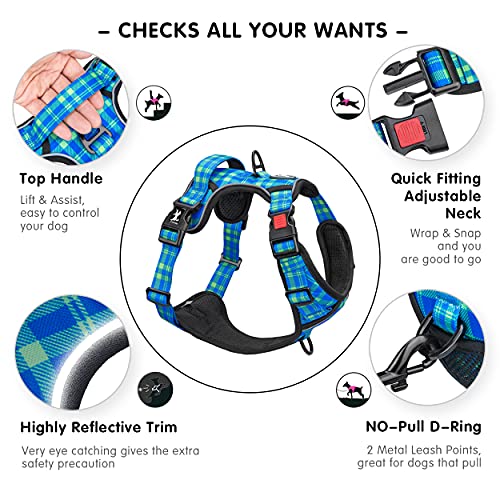 Purple No Pull Dog Harness with Reflective Adjustable Vest D7909
