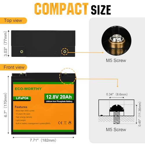 12V 20Ah Lithium LiFePO4 Battery with BMS G842