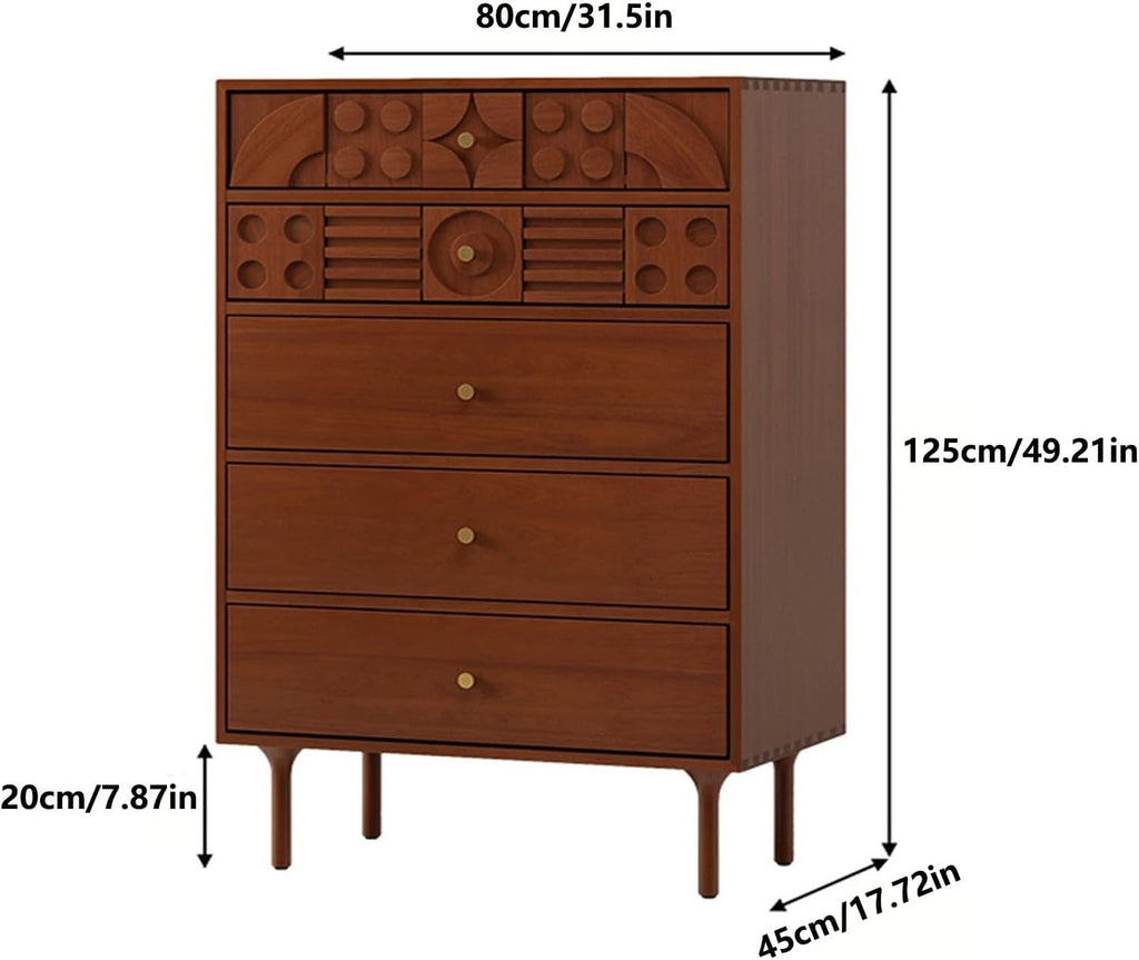 5 Drawer Wood Dresser with Gold Handles A606772
