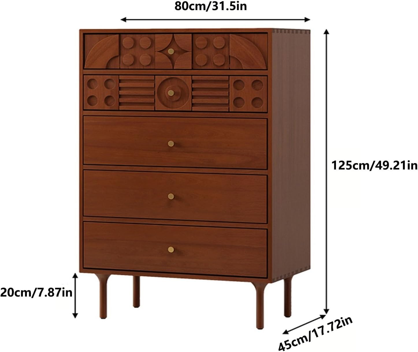 5 Drawer Wood Dresser with Gold Handles A606772