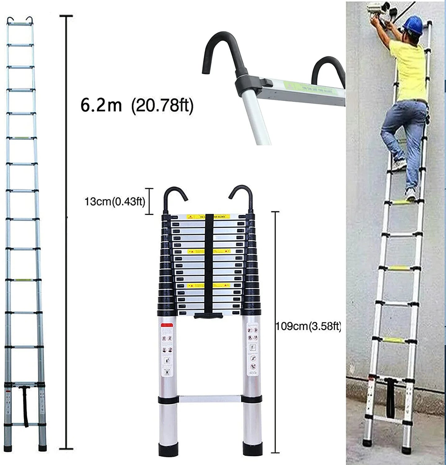 20.3ft Telescoping Ladder 330lbs Max Capacity O5361