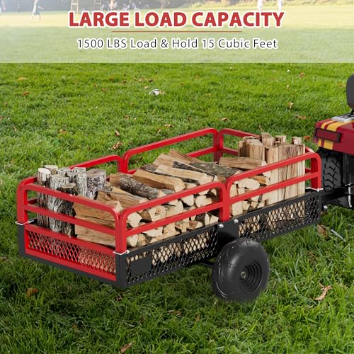 Heavy Duty Steel Dump Cart Utility Trailer, 1500 lbs 15 Cubic Feet with Removable Sides L32079