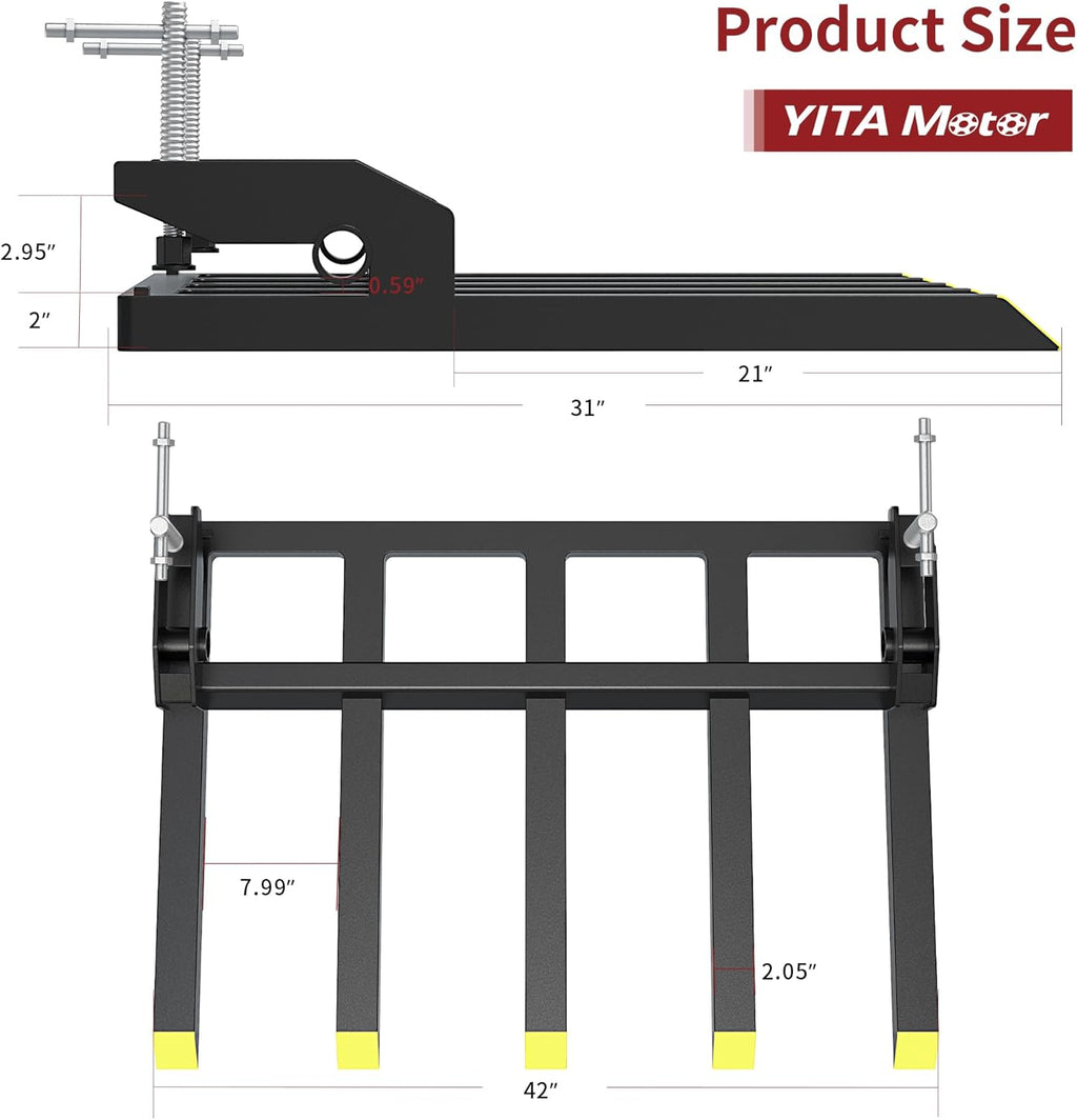 Heavy Duty Clamp on Pallet Forks for 48'' Bucket V9837