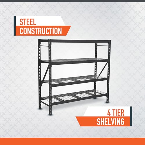 4-Tier Industrial Steel Shelving Unit, 8,000-Pound Load Capacity, 77" W x 24" D x 72" H G34466