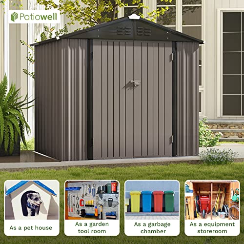3 x 3 FT Grey Outdoor Storage Shed with Sloping Roof and Single Lockable Door O160391