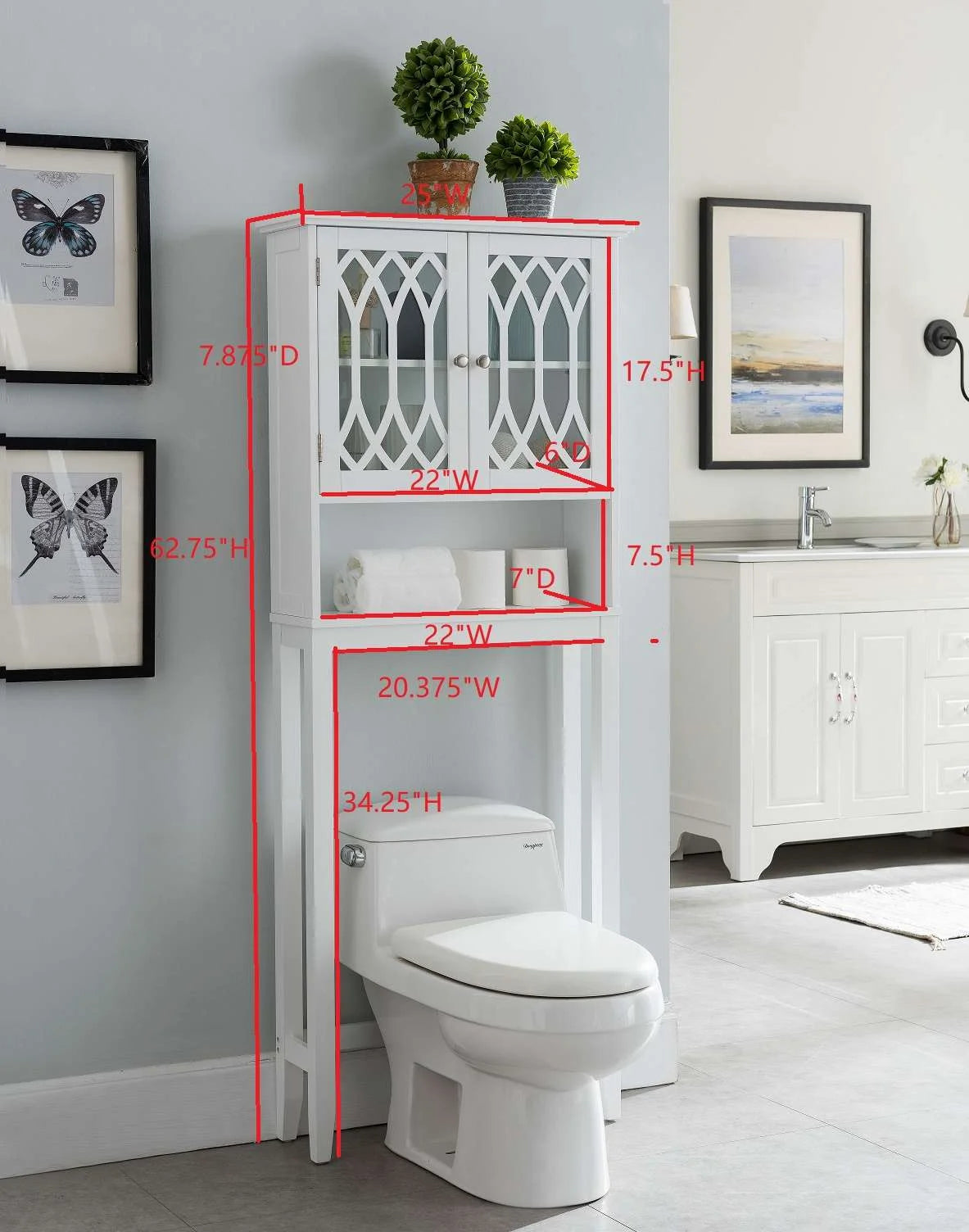White Over the Toilet Bathroom Storage Cabinet F30291