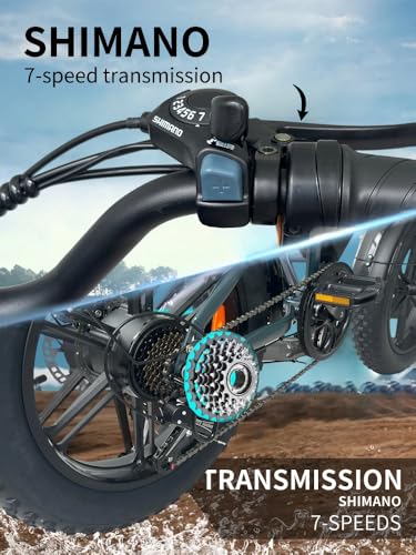 1500W Peak Brushless Motor 30 MPH Fat Tire E Bike with 624-2880Wh Removable Battery 20" Electric Dirt Bike with Dual Suspension and 7-Speed E668