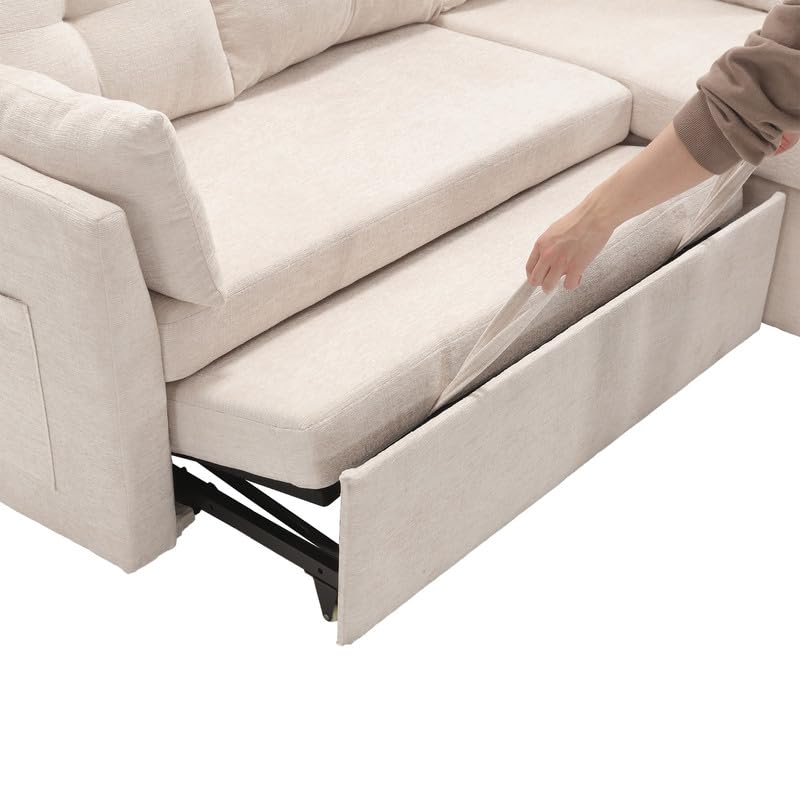 Orange L Shaped Convertible Sectional Sofa with Chaise Z498065