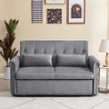 Gray Velvet Button Tufted Futon Sofabed F38630