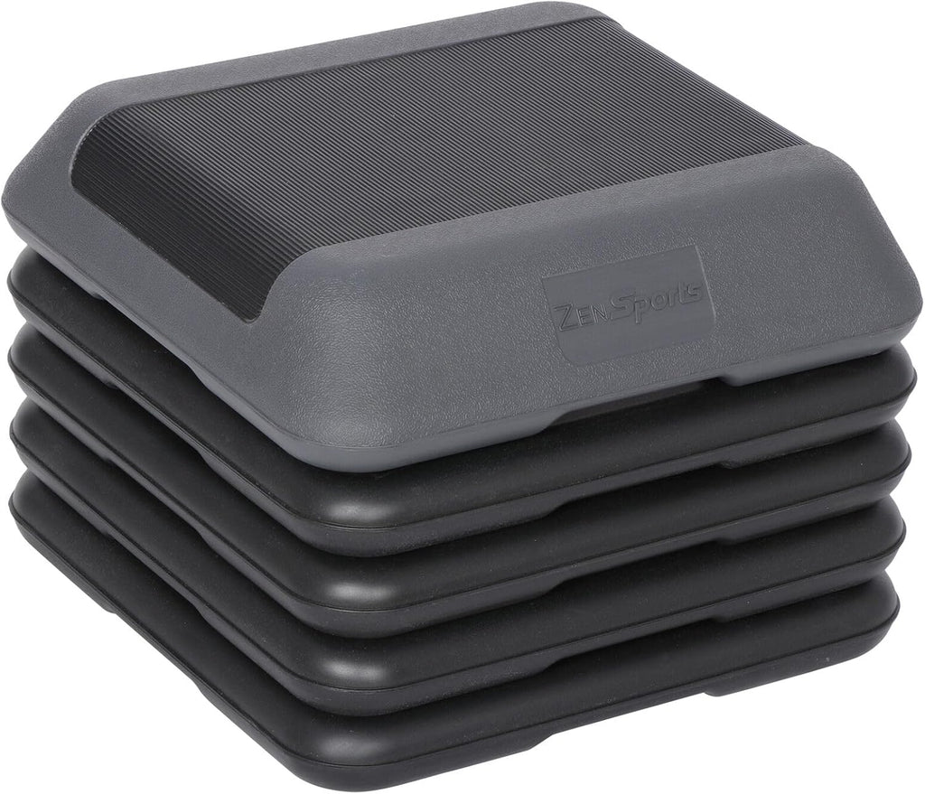 16"" x 16"" Adjustable Height Stepper Square Workout Platform with 4 Risers, Grey&Black X52151