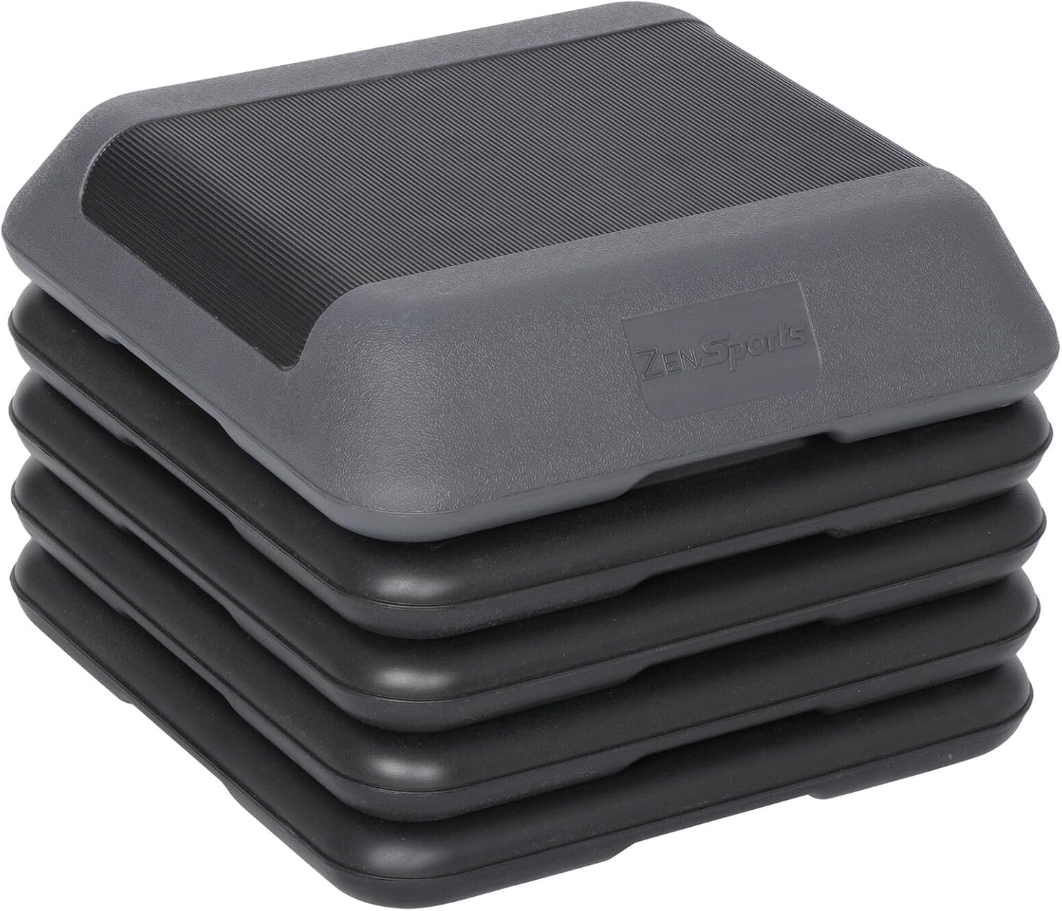 16"" x 16"" Adjustable Height Stepper Square Workout Platform with 4 Risers, Grey&Black X52151
