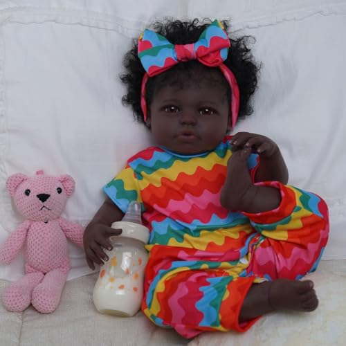 18-Inch Realistic Black Baby Doll with Clothes and Toy O52934