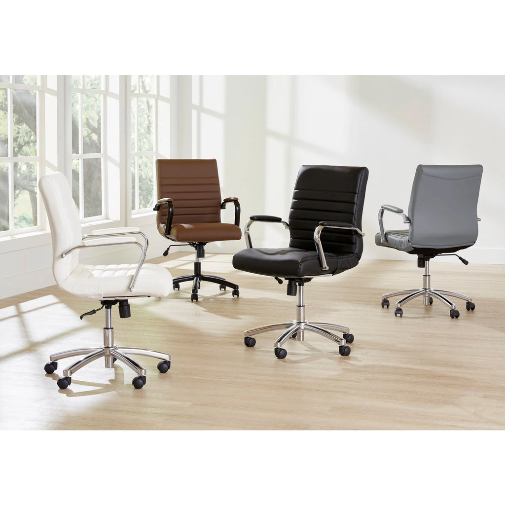 Gray Bonded Leather Mid-Back Chair D944